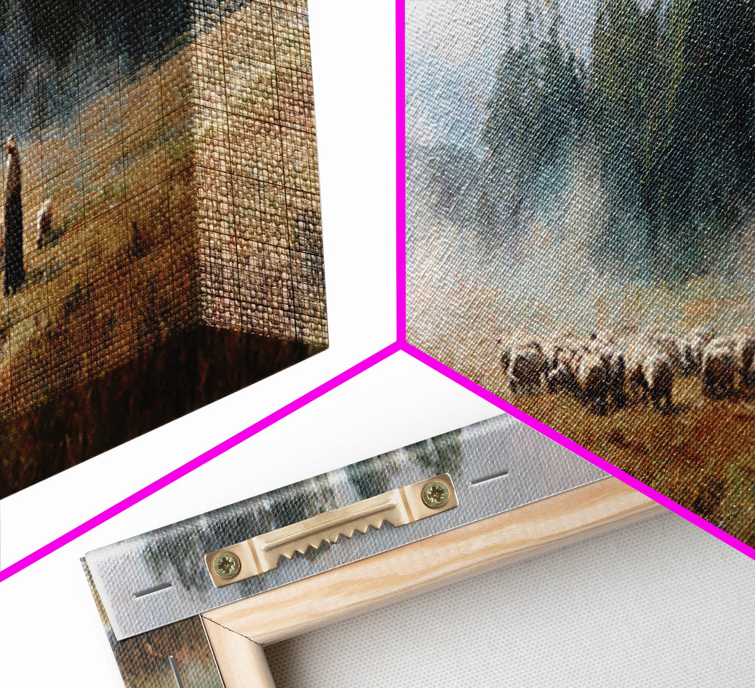 Morning Pasture Stillness | Framed Canvas Print | Panoramic Print | Christian Wall Art | Christian Art Canvas | Jesus Painting | Christian