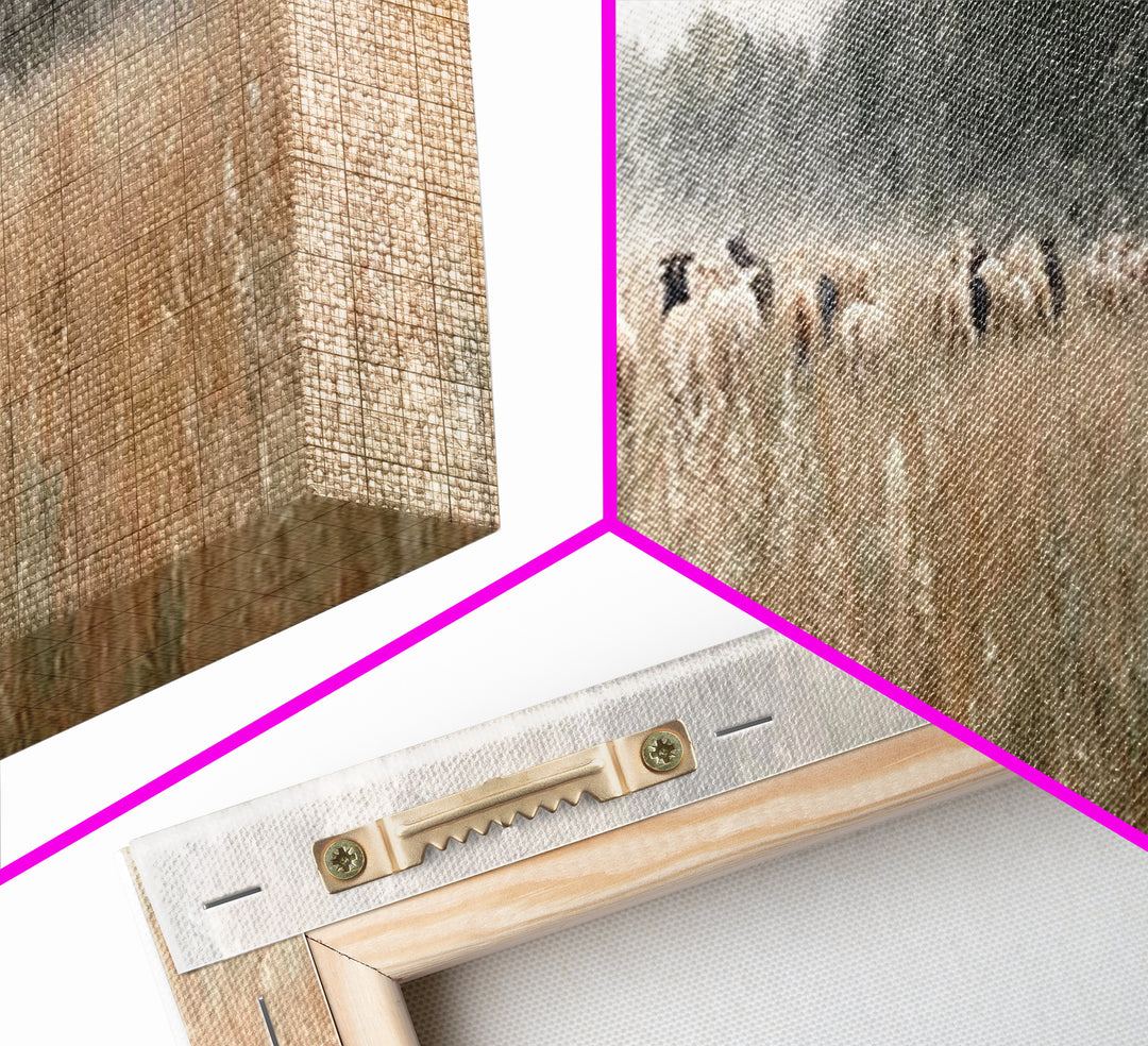 Golden Field Shepherd | Framed Canvas Print | Panoramic Wall Art | Christian Art | Jesus Painting | Christian Art Canvas | Modern Christian