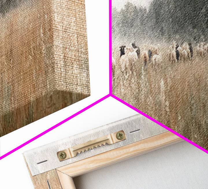 Golden Field Shepherd | Framed Canvas Print | Panoramic Wall Art | Christian Art | Jesus Painting | Christian Art Canvas | Modern Christian