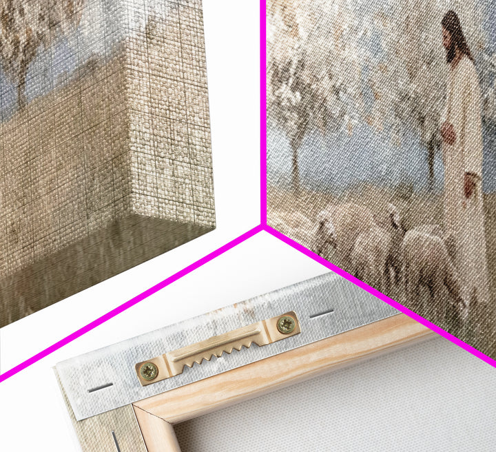 The Gentle Shepherd, Framed Canvas Print, Christian Art, Jesus Painting, Panoramic Wall Art, Christian Art Canvas, Christmas Art