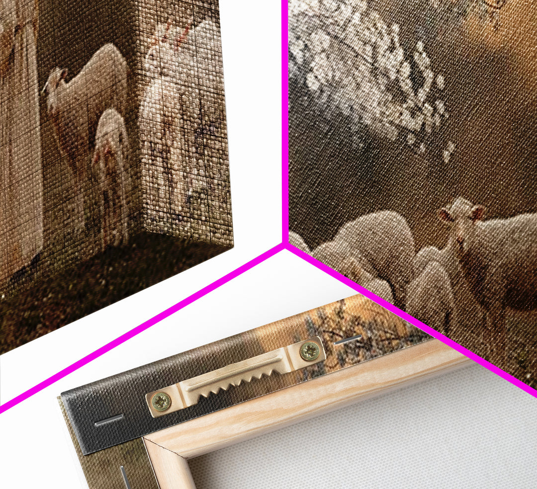 Springtime Shepherd, Framed Canvas Print, Christian Wall Art, Jesus Painting, Panoramic Painting, Christian Art Canvas, Christian Christmas