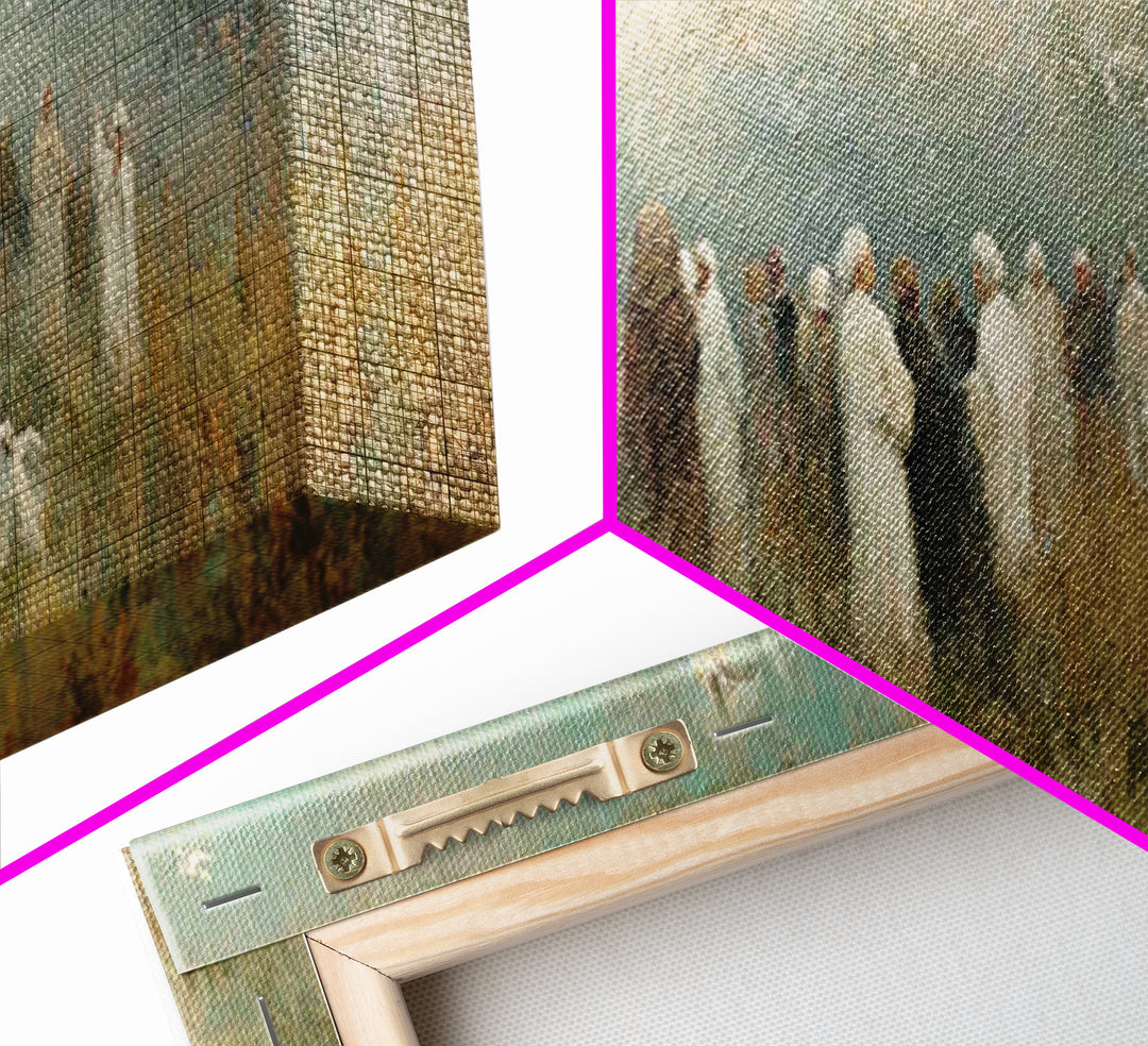 Gathering Of Saints, Framed Canvas Print, Christian Wall Art, Christian Art Canvas, Panoramic Painting, Christian Christmas Art, Christian