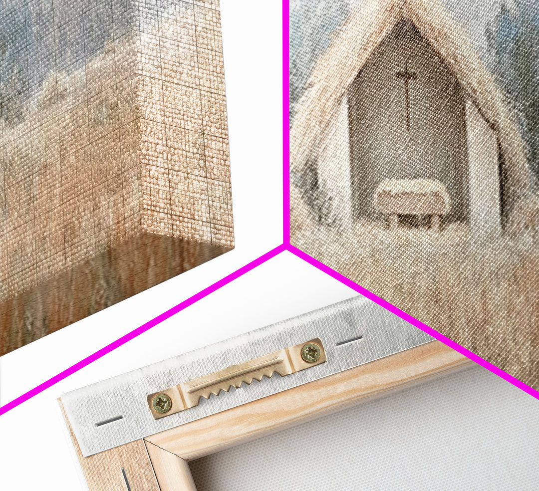 Fieldside Manger | Framed Canvas Print | Christian Wall Art | Christian Art Canvas | Panoramic Art | Christmas Art | Christian Christmas De