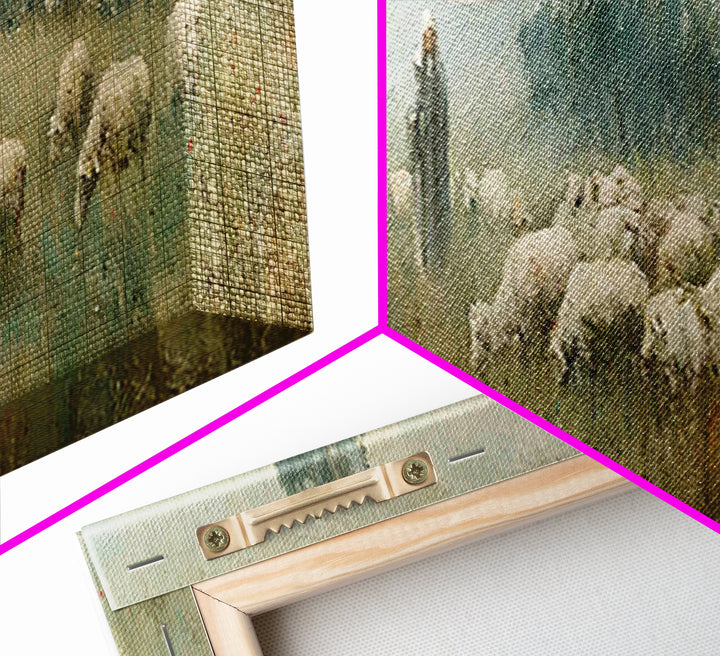 Pastoral Daybreak, Framed Canvas Print, Panoramic Art, Christian Wall Art, Christian Art Canvas, Christian Painting, Jesus Wall Art