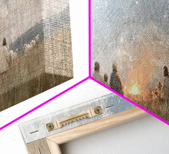 Quiet Field Gathering – Framed Canvas Print – Panoramic Painting – Christian Art – Vintage Christmas Art – Christian Wall Art – Subtle Chri