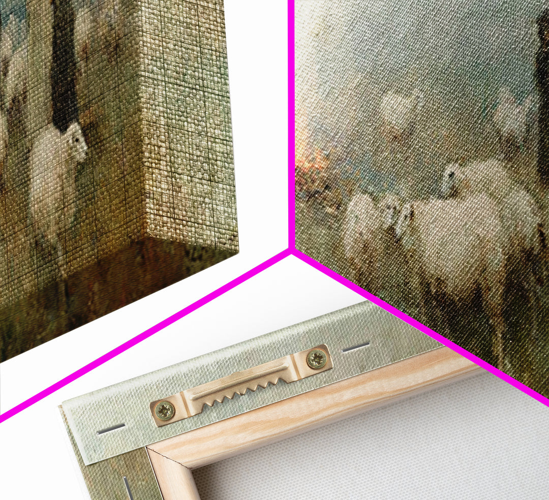 Pasture Night Watch – Framed Canvas Print – Panoramic Print – Christian Christmas Art – Christian Wall Art – Christmas Canvas Wall Art – Ch