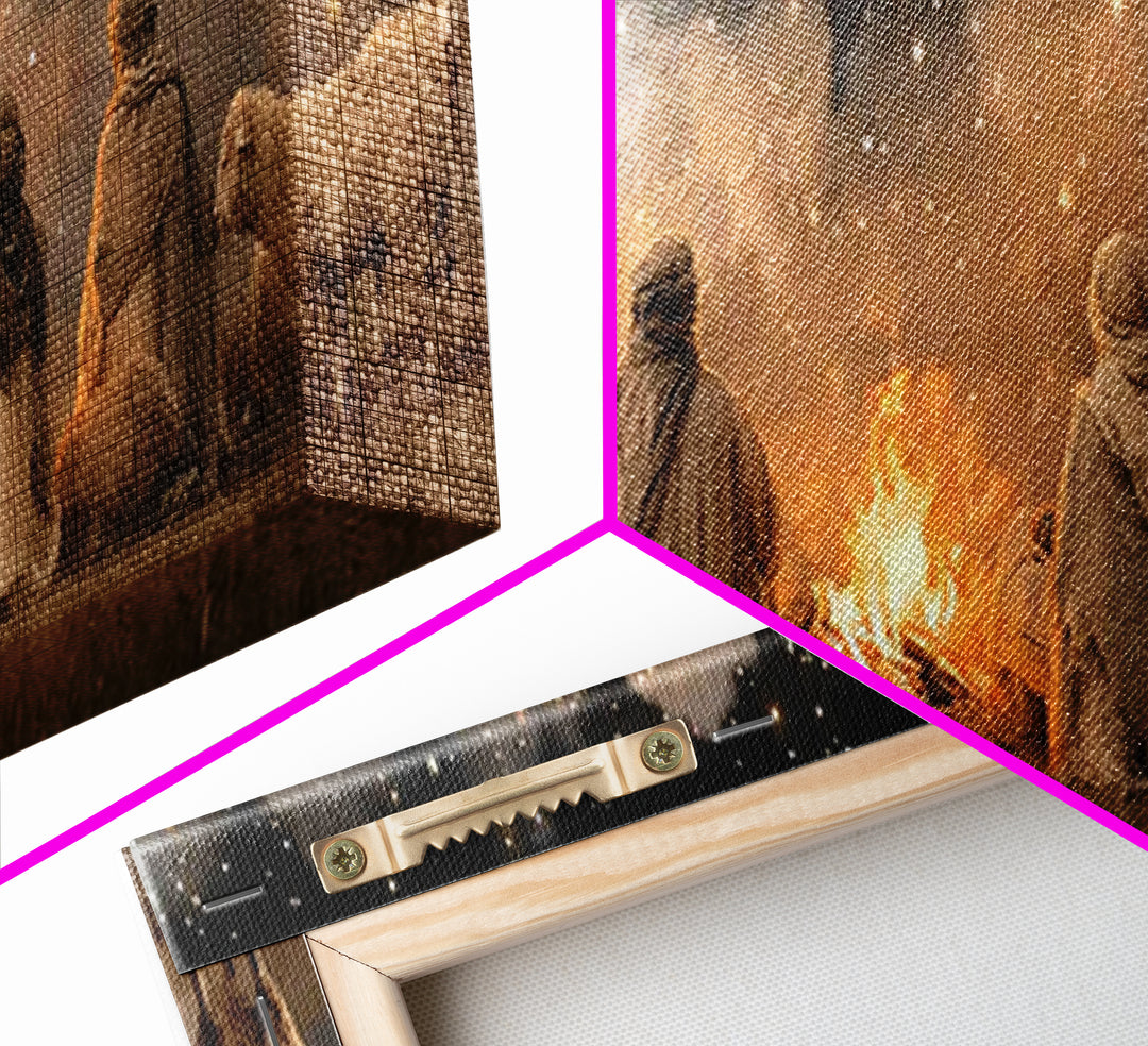 Emberlit Shepherds | Framed Canvas Print | Panoramic Art | Christian Christmas Art | Christian Wall Art | Christmas Art Work | Framed Chris