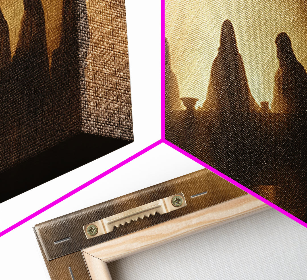 Heavenly Gathering, Framed Canvas Print, Panoramic Painting, Christian Wall Art, Jesus Painting, Christian Art Canvas, Moody Christian Art