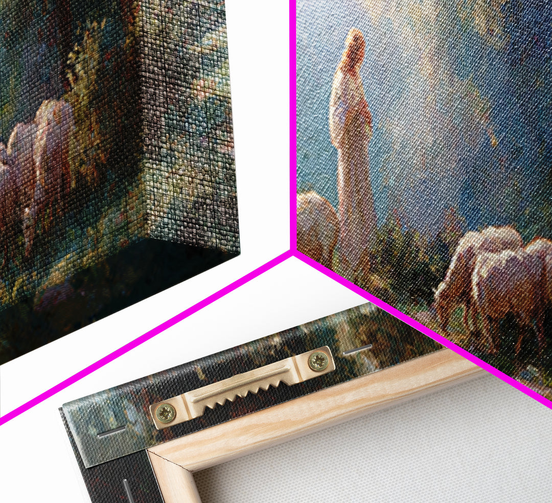 Shepherd’s Peace – Framed Canvas Print – Panoramic Painting – Christian Wall Art – Jesus Painting – Christian Art Canvas – Christian Gift I