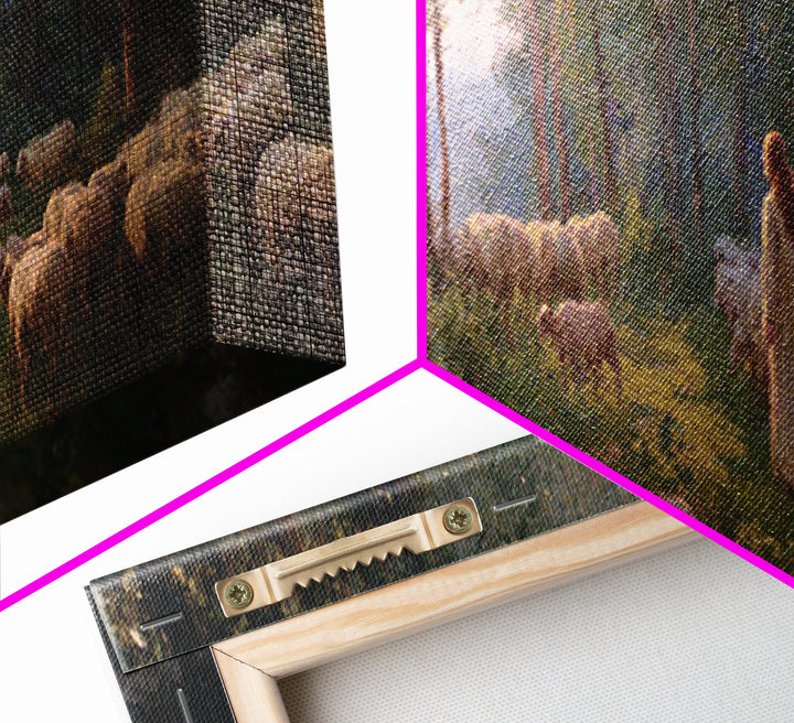 Light Of The Meadow, Framed Canvas Print, Christian Wall Art, Christian Art Canvas, Jesus Painting, Panoramic Painting, Christian Decor