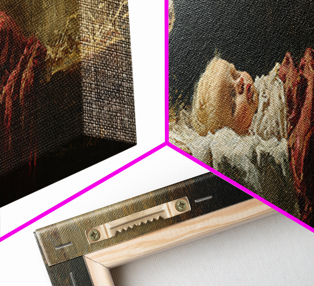 Holy Manger Light – Framed Canvas Print – Christian Wall Art – Jesus Painting – Panoramic Art – Christian Christmas Art