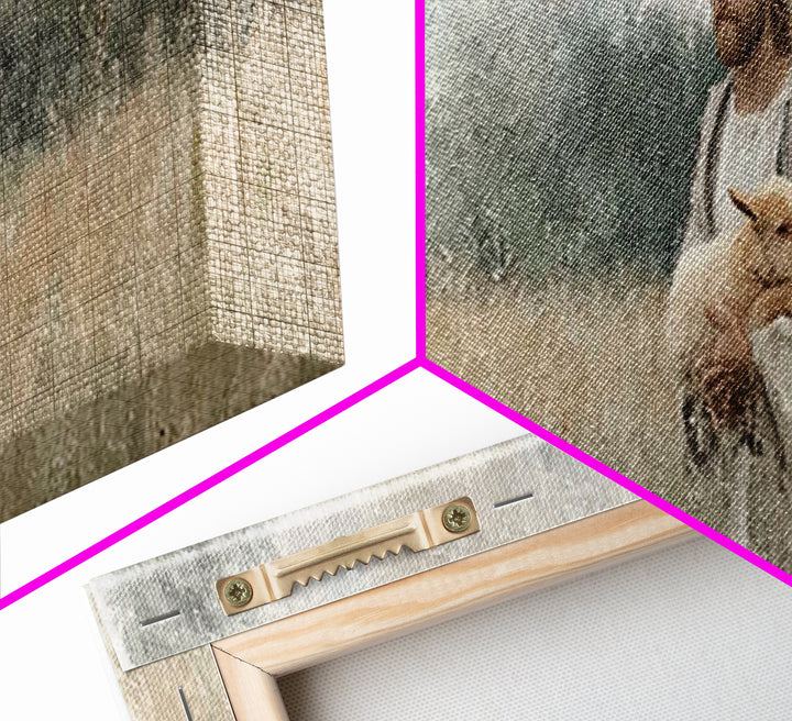 Gentle Shepherd Field, Framed Canvas Print, Christian Wall Art, Christian Art Canvas, Panoramic Art, Christian Decor