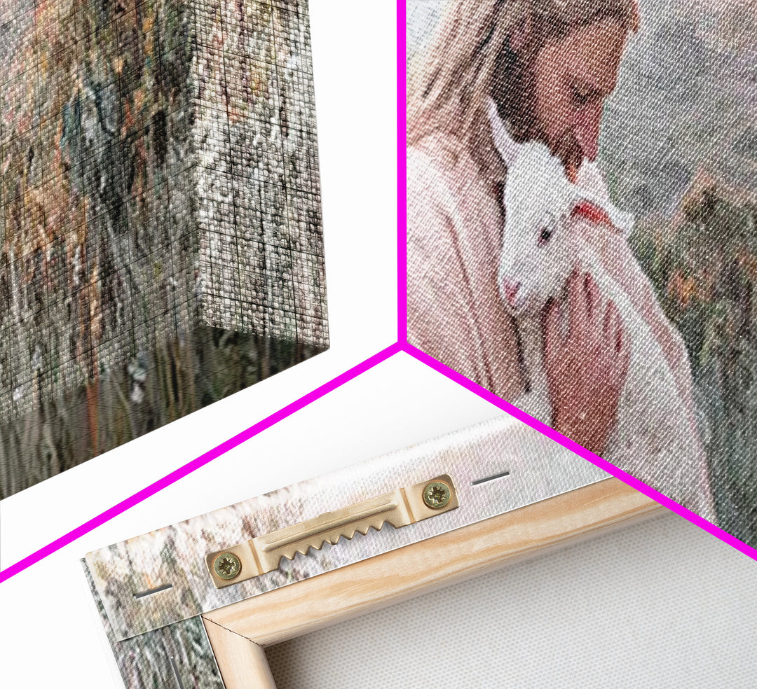 Gentle Pasture Peace, Framed Canvas Print, Christian Christmas Art, Christian Art Canvas, Jesus Painting, Panoramic Wall Art, Christian Dec