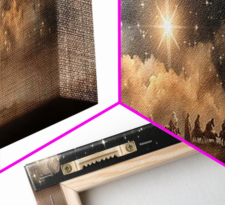 The Guiding Star – Framed Canvas Print – Christian Wall Art – Christmas Art – Panoramic Art – Christian Art Canvas – Jesus Christmas Art