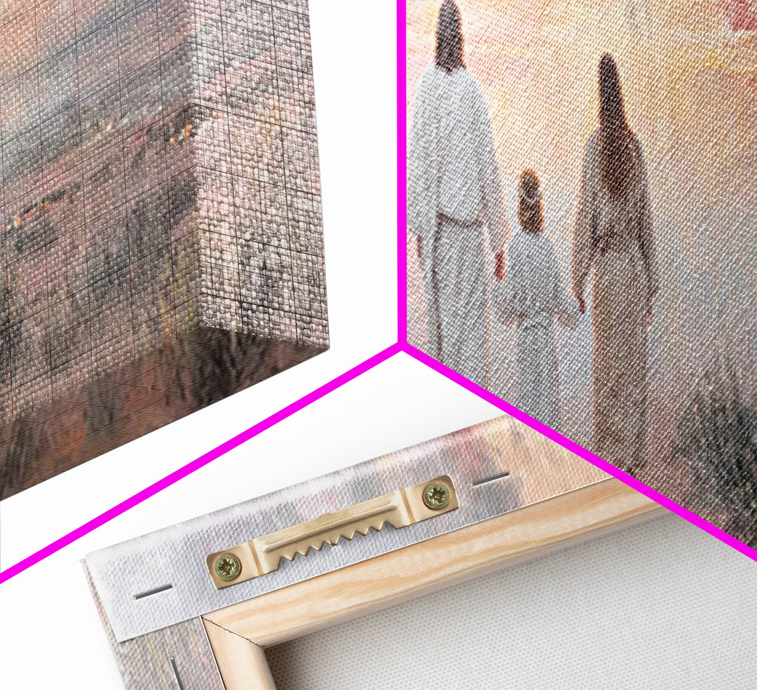 Heavenward Reunion Glow | Framed Canvas Print | Christian Art | Panoramic Wall Art | Christian Canvas | Christian Painting | Christmas Art