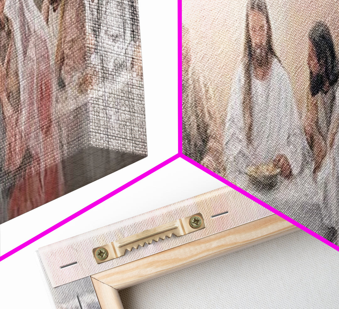 Sacred Supper Light – Framed Canvas Print – Christian Wall Art – Jesus Painting – Panoramic Art – Christian Art Canvas