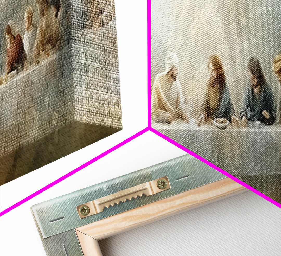 Last Table Serenity, Framed Canvas Print, Christian Art Print, Jesus Canvas Art, Panoramic Painting, Modern Christian Art