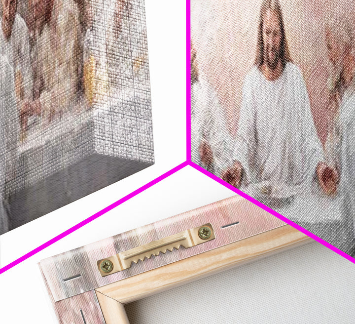 Grace At The Table – Framed Canvas Print – Panoramic Wall Art – Christian Art Canvas – Jesus Painting – Christian Decor