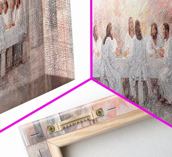 Sacred Supper Reflection, Framed Canvas Print, Christian Wall Art, Jesus Painting, Panoramic Painting, Christian Art Canvas