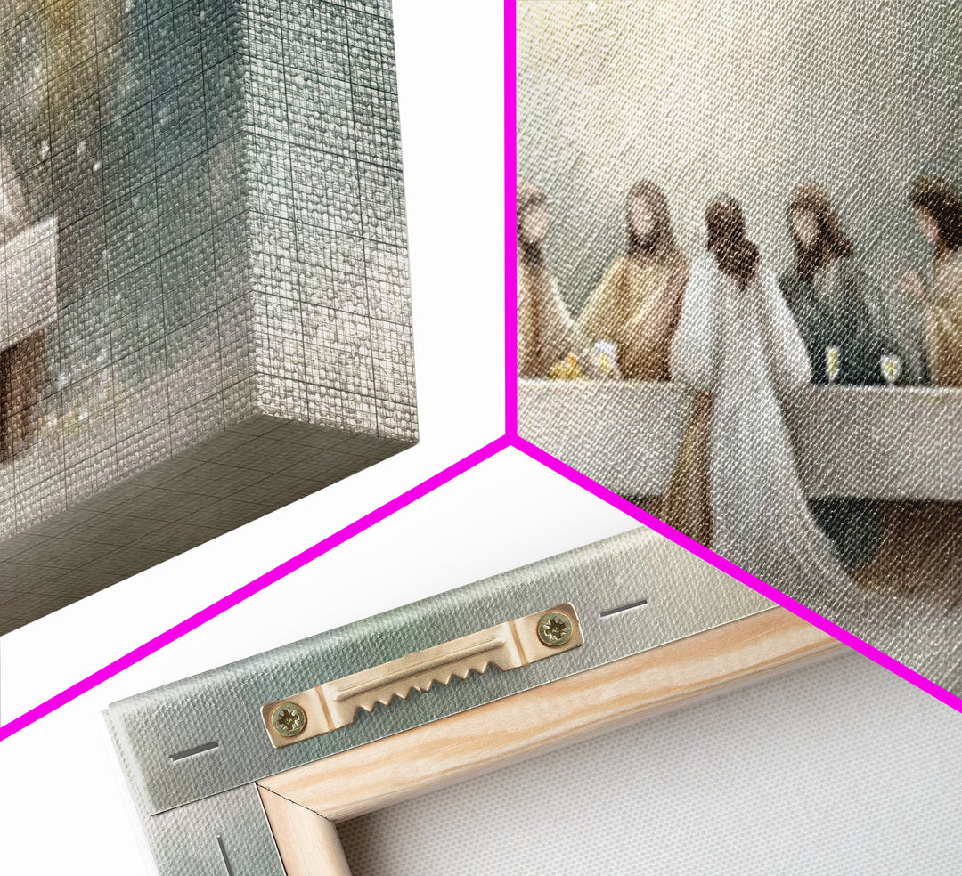 Heavenly Fellowship Light – Framed Canvas Print – Jesus Painting – Christian Art Canvas – Panoramic Art – Christian Wall Art