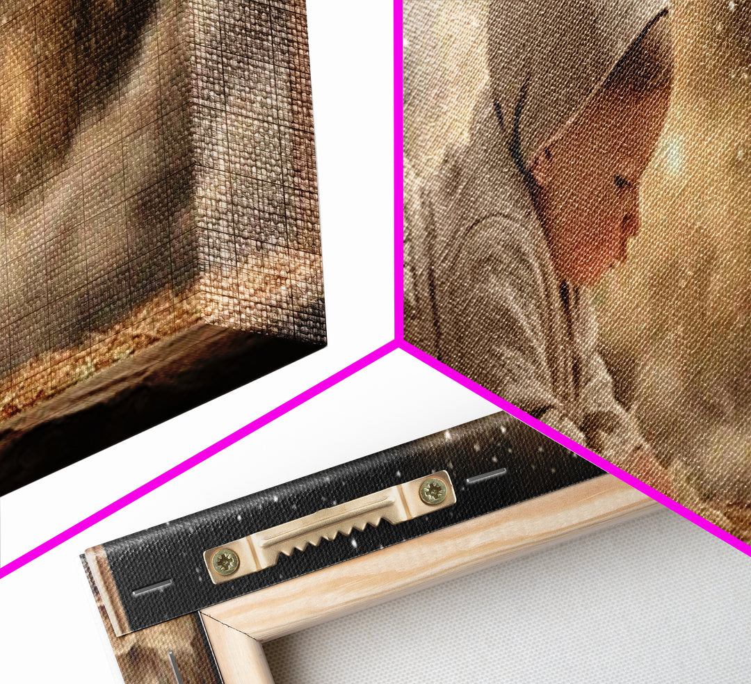 Radiant Nativity – Framed Canvas Print – Christian Christmas Art – Panoramic Frame – Christian Wall Art – Jesus Painting – Christmas Canvas