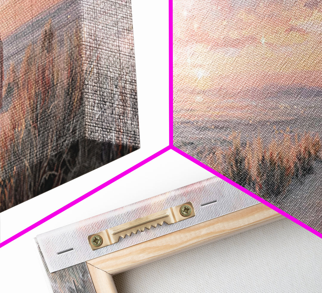 Bethlehem Dawn Glow, Framed Canvas Print, Christian Wall Art, Panoramic Frame, Christian Christmas Art, Jesus Art Print, Christmas Decor