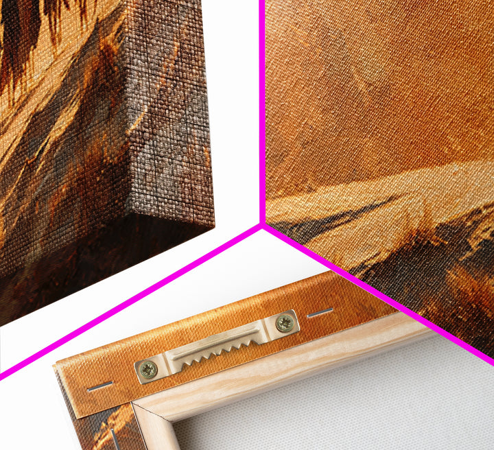 Golden Caravan Light, Framed Canvas Print, Christian Christmas Art, Panoramic Wall Art, Christian Art Canvas, Jesus Painting, Christmas Wal