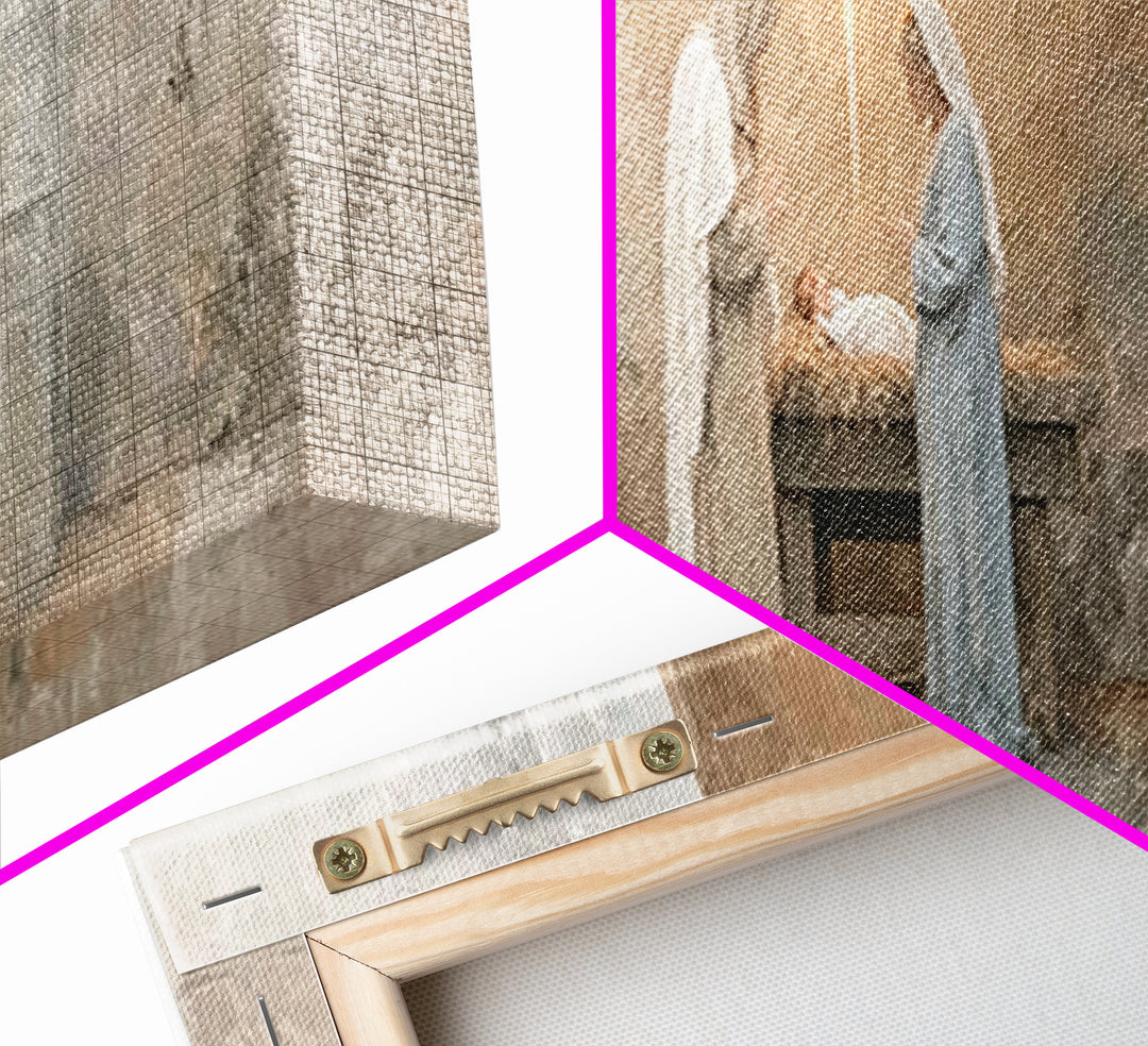 Humble Manger Peace – Framed Canvas Print – Christian Wall Art – Christmas Art – Panoramic Print – Christian Art Canvas – Christian Decor