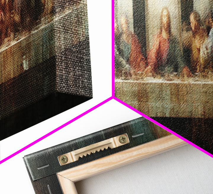 Sacred Supper Glow | Framed Canvas Print | Christian Wall Art | Christian Art Canvas | Panoramic Frame | Christian Painting