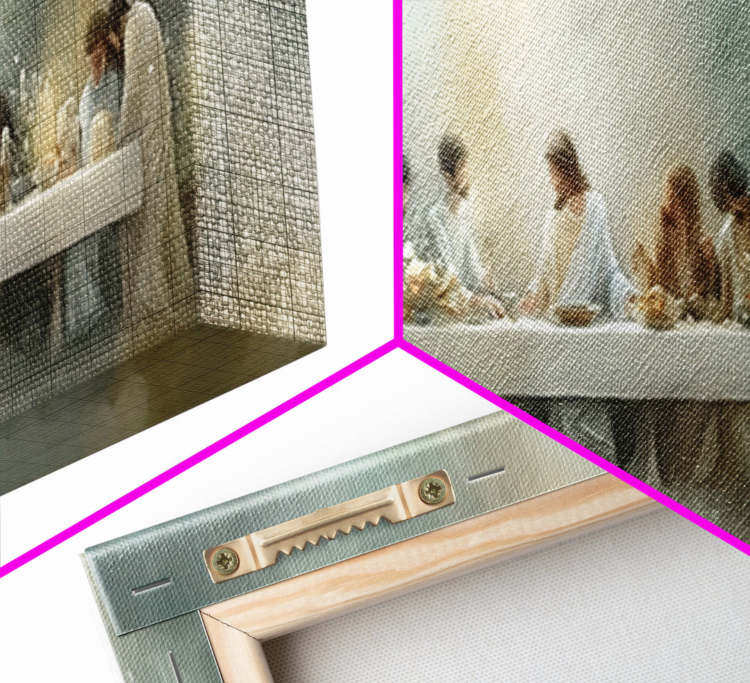 Grace At The Table – Framed Canvas Print – Christian Wall Art – Christian Art Canvas – Panoramic Painting – Christian Gift Ideas
