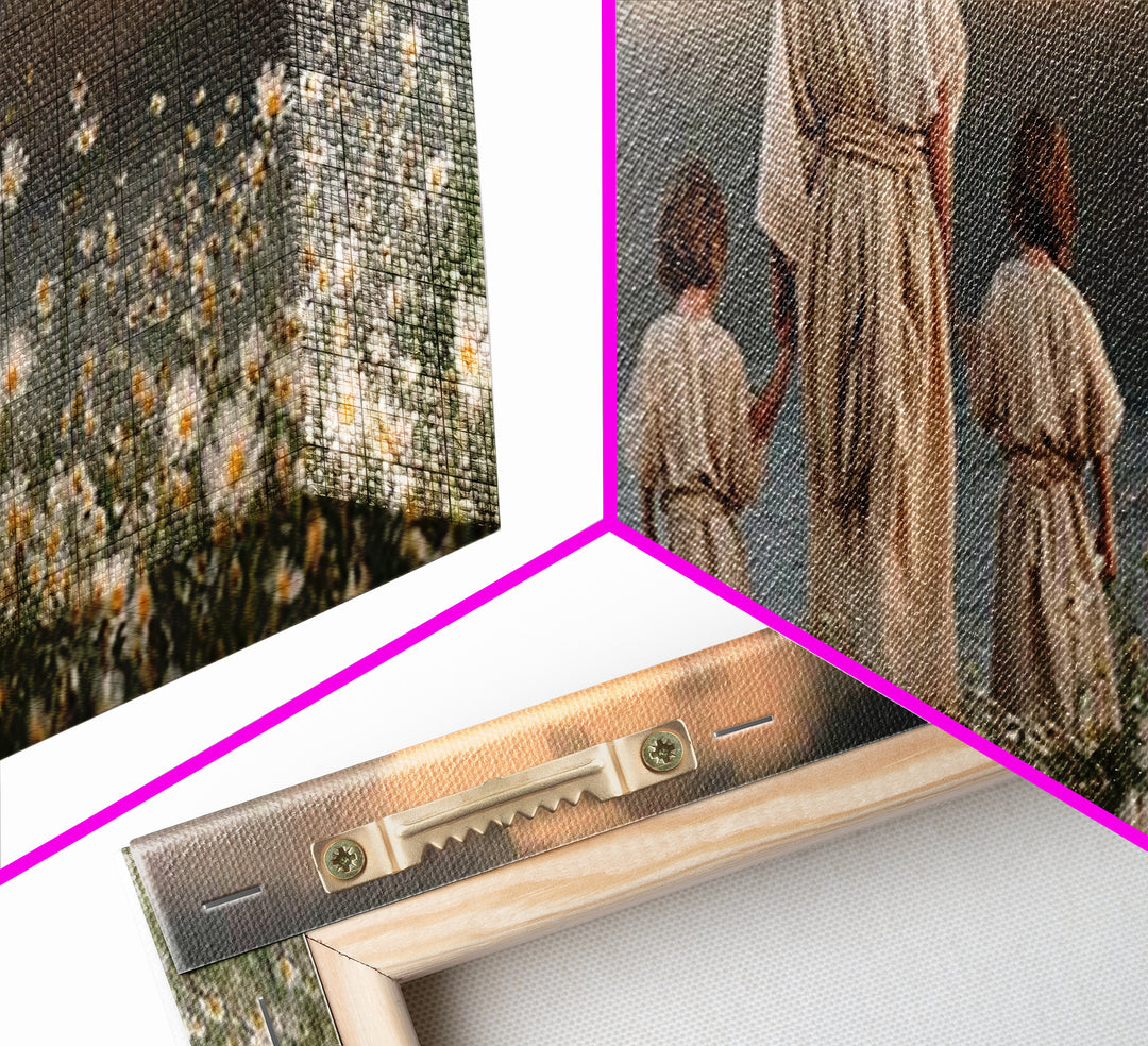Evening Shepherd , Framed Canvas Print, Christian Art Canvas, Jesus Painting, Christian Wall Art, Panoramic Painting, Christian Decor, Chri