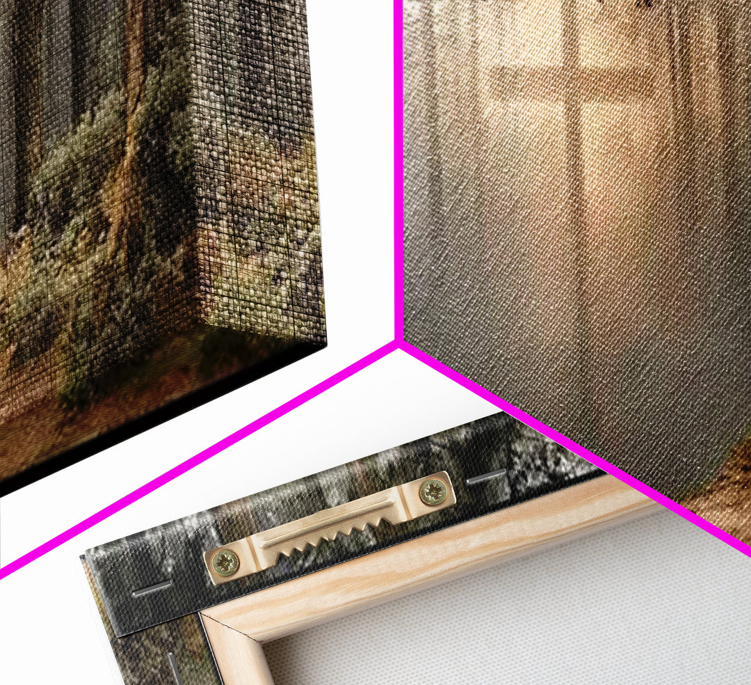 Heavenly Forest Glow, Framed Canvas Print, Panoramic Painting, Christian Wall Art, Christian Canvas, Jesus Painting, Modern Christian Art