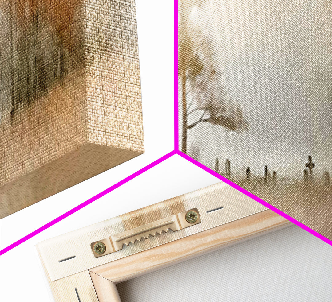 Autumn Valley Cross - Framed Canvas Print - Panoramic Frame - Christian Wall Art - Christian Art Canvas - Jesus Painting - Christian Gift I