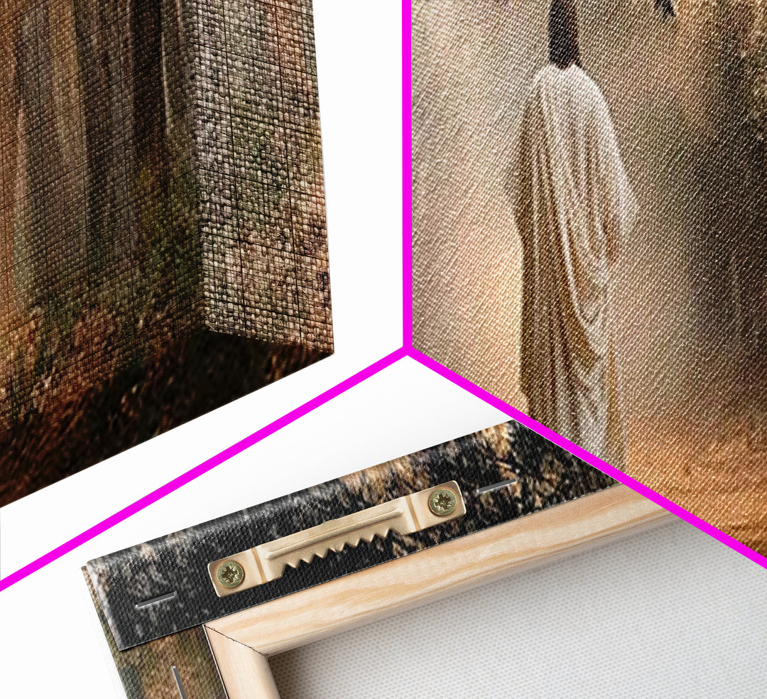 Holy Woodland Journey, Framed Canvas Print, Panoramic Art, Christian Wall Art, Jesus Painting, Christian Art Canvas, Christian Christmas Ar