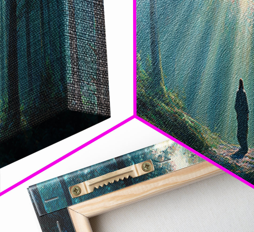 Path Of Divine Light, Framed Canvas Print, Panoramic Wall Art, Christian Wall Art, Jesus Painting, Christian Art Canvas, Modern Christian A