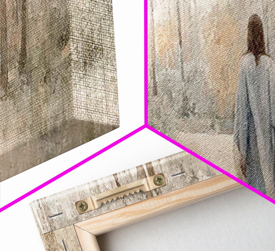 Soft Winter Walk - Framed Canvas Print - Panoramic Art - Christian Art Canvas - Christian Wall Art - Jesus Painting - Subtle Christian Art