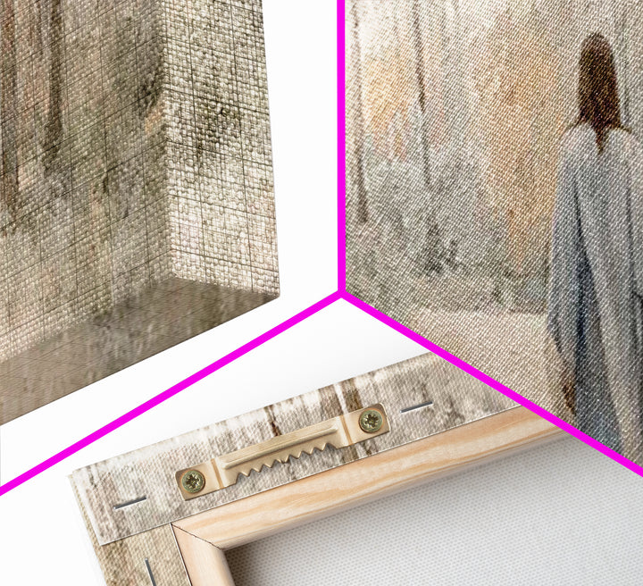 Soft Winter Walk - Framed Canvas Print - Panoramic Art - Christian Art Canvas - Christian Wall Art - Jesus Painting - Subtle Christian Art
