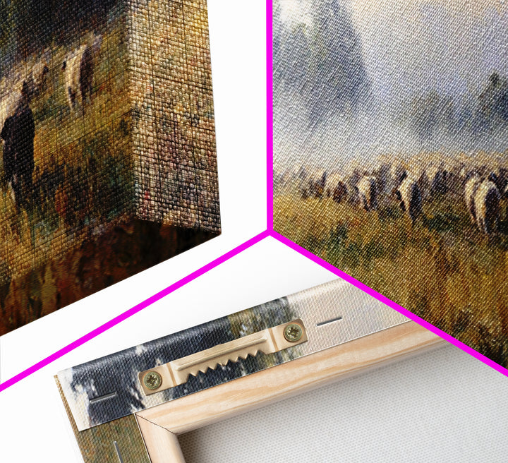 Morning Shepherd Path – Framed Canvas Print – Panoramic Art – Christian Painting – Christian Art Canvas – Christian Decor – Large Christian