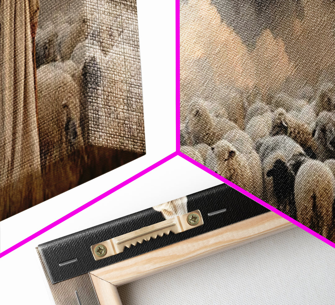 Guardian Of Flock – Framed Canvas Print – Panoramic Art – Jesus Canvas Art – Christian Wall Art – Christian Christmas Decor – Christian Pai