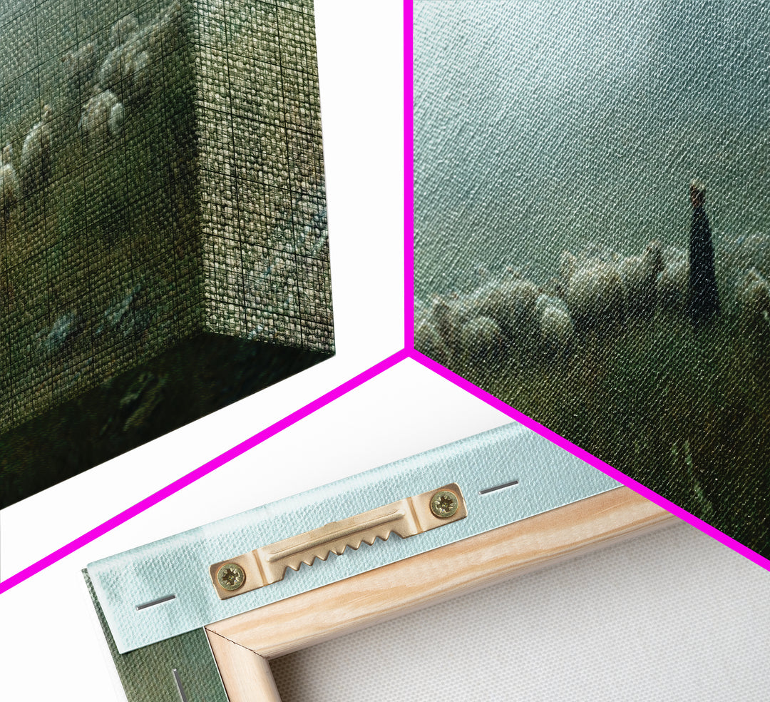 Shepherds In Mist | Framed Canvas Print | Panoramic Art | Christian Wall Art | Christian Art Canvas | Jesus Painting | Subtle Christian Art