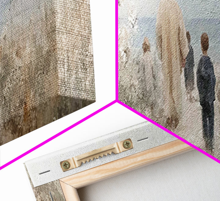 Silent Footsteps, Framed Canvas Print, Christian Art Canvas, Panoramic Painting, Jesus Wall Art, Christian Art Gift, Christmas Art