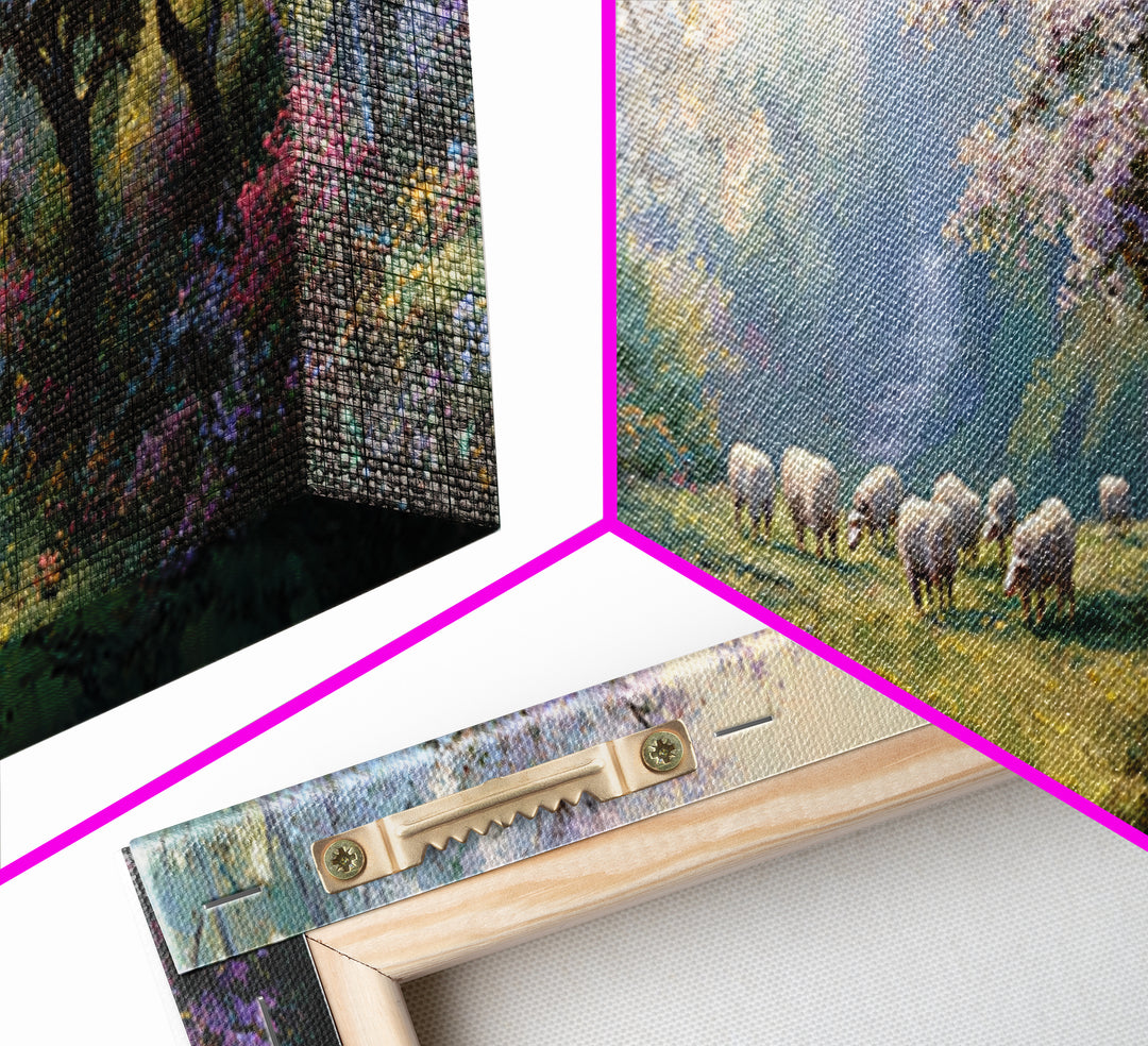 Blossom Dawn Path | Framed Canvas Print | Christian Art Canvas | Jesus Painting | Panoramic Wall Art | Christian Wall Art | Christmas Art