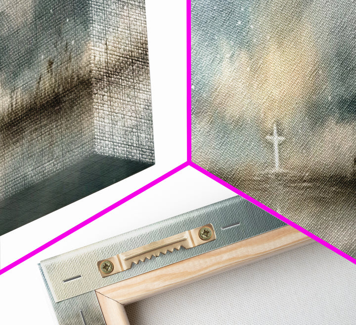 Cross At Horizon | Framed Canvas Print | Panoramic Print | Christian Art Canvas | Christian Wall Art | Minimalist Christian Art | Christmas