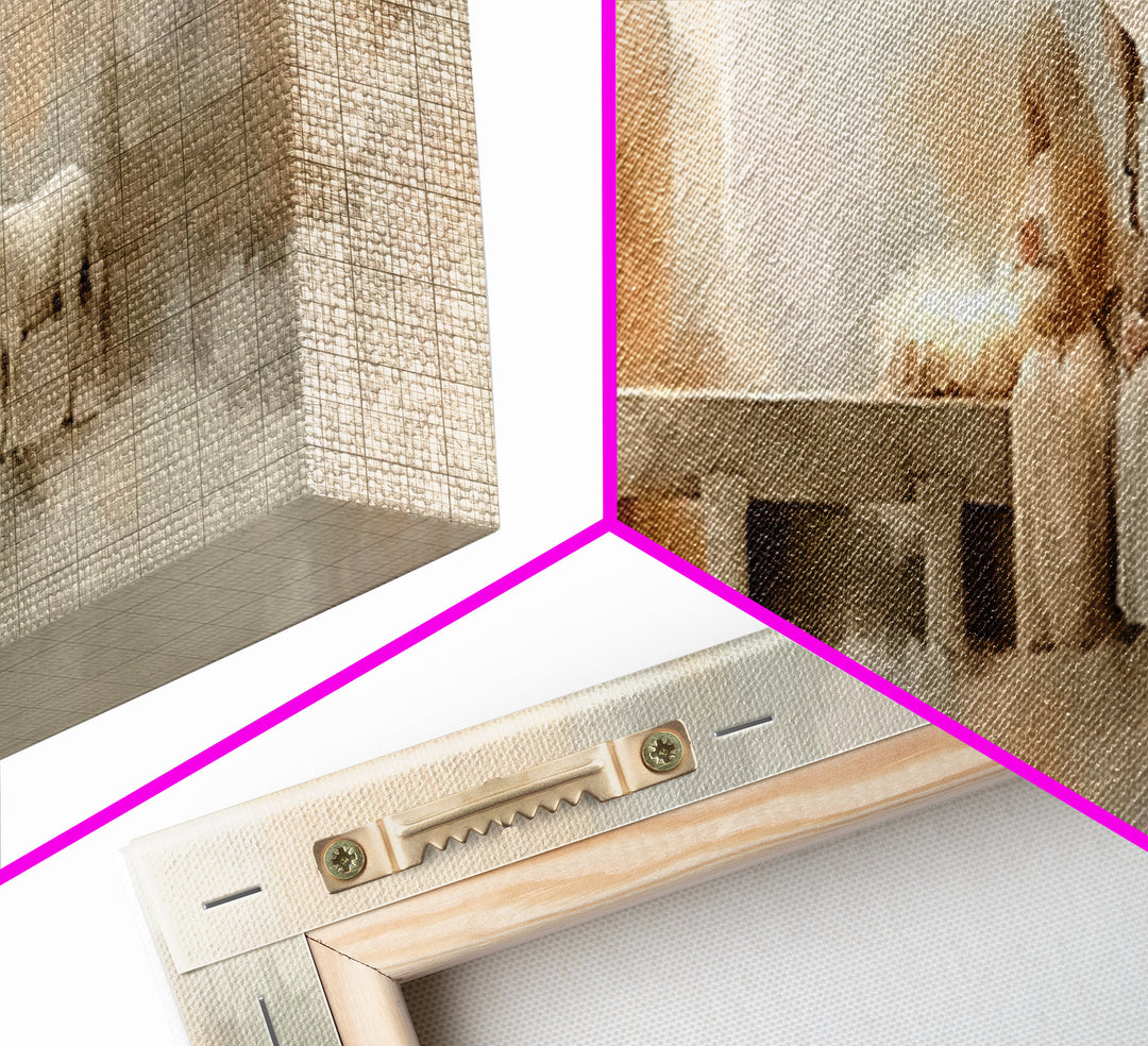 Sacred Manger Light – Framed Canvas Print – Christmas Art – Panoramic Frame – Christian Christmas Decor – Christian Painting – Christian Ar