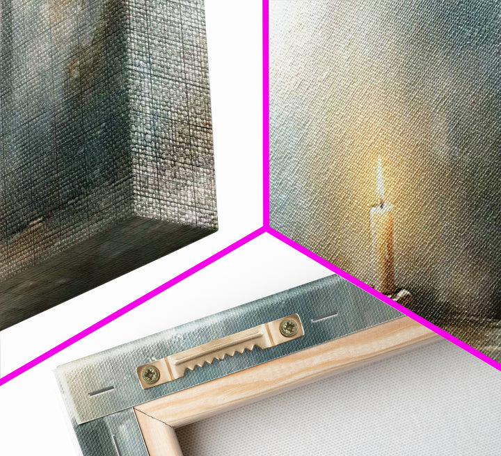 Sanctuary Flame – Framed Canvas Print – Panoramic Print – Christian Christmas Art – Christian Wall Art – Christian Art Canvas