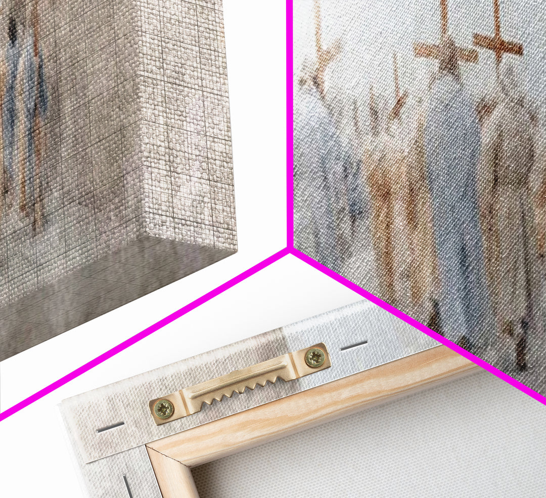 Pilgrims Of Light, Framed Canvas Print, Christian Wall Art, Christian Art Canvas, Panoramic Painting, Modern Christian Art