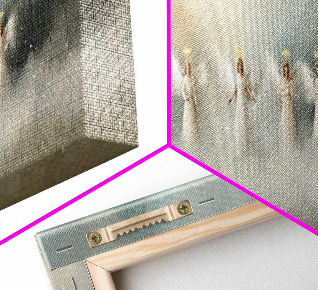 Angels Of Dawn, Framed Canvas Print, Christian Wall Art, Panoramic Art, Christian Christmas Art, Christian Art Canvas