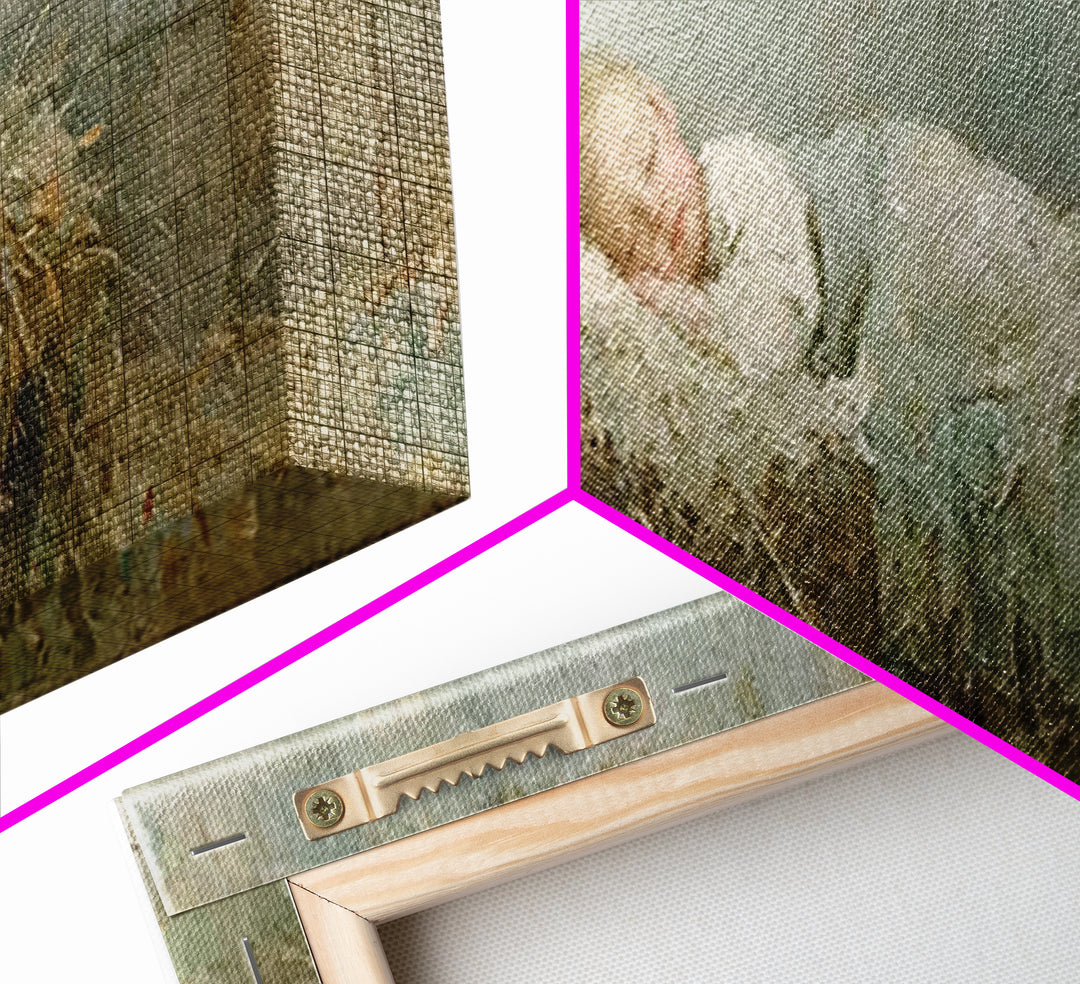 Quiet Stable Grace, Framed Canvas Print, Christian Art Canvas, Christian Wall Art, Panoramic Painting, Christian Christmas Art, Jesus Chris