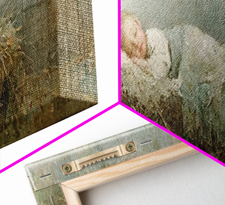 Quiet Stable Grace, Framed Canvas Print, Christian Art Canvas, Christian Wall Art, Panoramic Painting, Christian Christmas Art, Jesus Chris