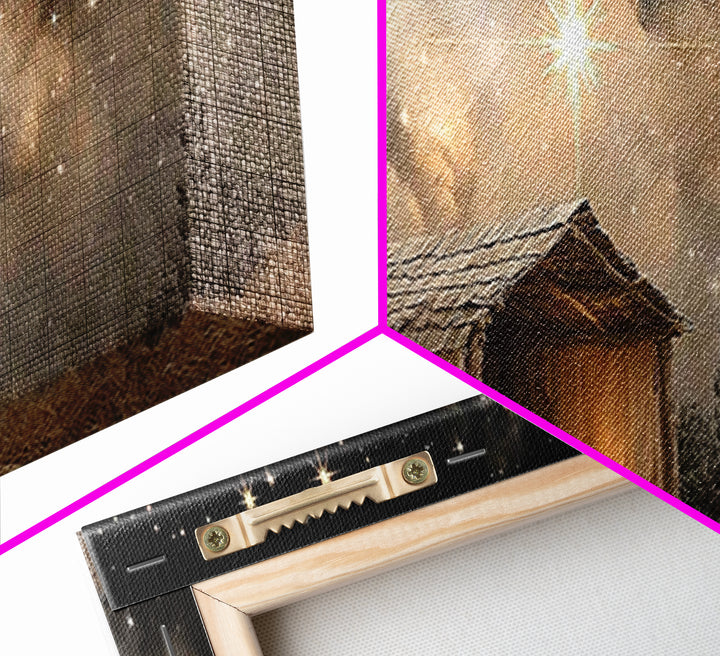 Starry Night Shelter – Framed Canvas Print – Panoramic Wall Art – Christmas Art – Christian Art Canvas – Christian Wall Art – Christian Chr